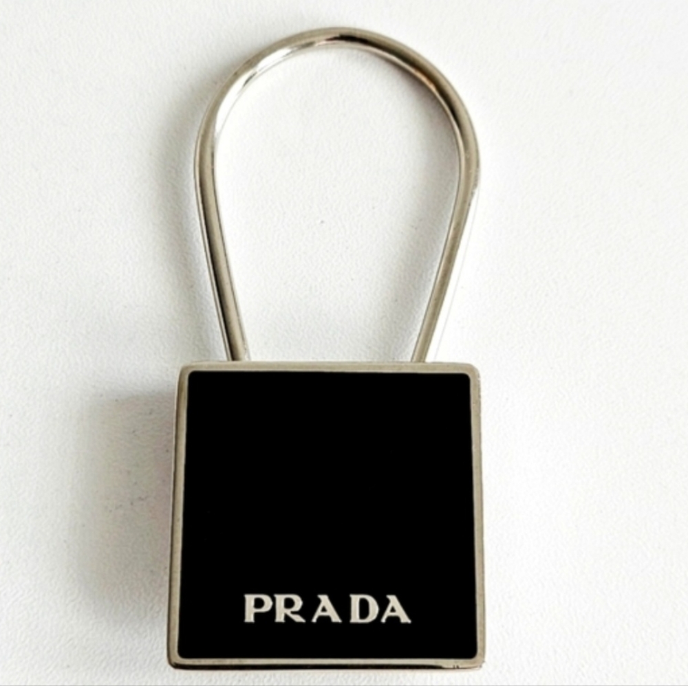 Prada Black & Silver Square Bag Charm/Keyring